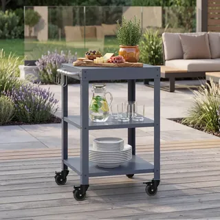 casa.pro Garten-Servierwagen Bolognano - Dunkelgrau , Metall , 50x80.5x50 cm , Esszimmer, Servierwagen