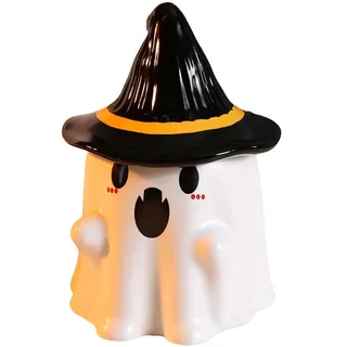 Yoller Halloween Geist Tasse 480ml, Keramik Kaffeetasse, Geister Becher mit Deckel, Hexenhut Ghost Mug, Halloween Geist Deko Becher Thema Party Geschenke für Frauen Männer (Weiß)