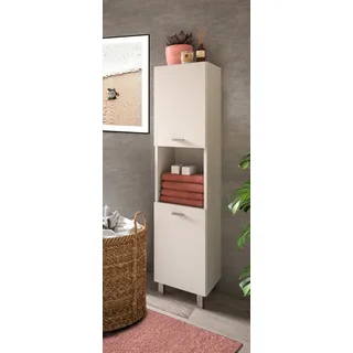WELLTIME Tampa Hochschrank 30 x 125 x 29 cm Weiß Glas/Holz/Kunststoff/Metall/Spanplatte/Massivholz