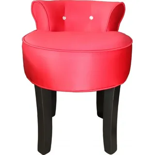 Casa Padrino Designer Hocker Boston Rot/Schwarz mit Bling Bling Steinen - Barock Schminktisch Stuhl, 56 cm hoch - Rot