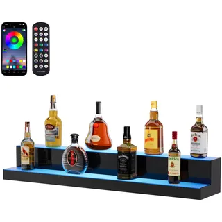 VEVOR Barregal Weinregal, LED-beleuchtetes Hausbarregal mit RF-Fernbedienung und App-Steuerung, 2 stufiges Getränkebeleuchtungsregal aus Acryl, 1014 x 200 x 150 mm kommerzielle Weinflaschenständer