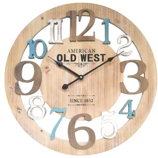 Mobili Rebecca Rebecca Wanduhr Holz Blau Weiß Design 50x50x4,5