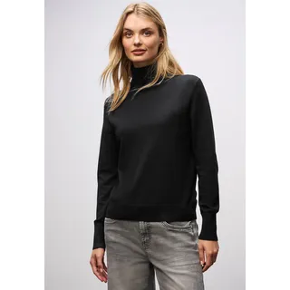 Rollkragenpullover STREET ONE, Damen, Gr. 40, schwarz, Strick, Obermaterial: 71% Viskose, 29% Nylon, unifarben, normal hüftbedeckend, Rundhals, Flachstrickbündchen, Pullover Rollkragenpullover, mit Viskose