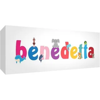 Little Helper Wandschmuck "Baby/Taufe Geschenk, Position personalisierbar mit Namen Mädchen Benedetta 5 x 15 x 2 cm mehrfarbig