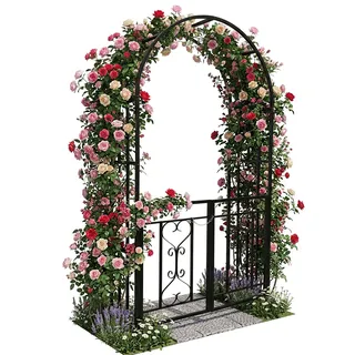Relaxdays Rosenbogen 206 x 114 x 50 cm Schwarz