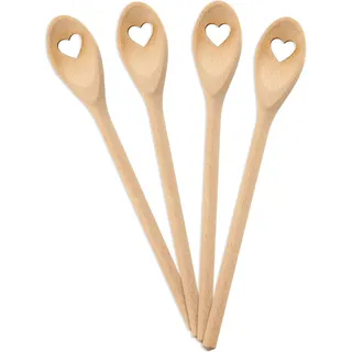 Spruchreif | 4er Set Gourmetlöffel aus Holz "Herz" | Mini Holzlöffel | Tolle Deko-Idee & Geschenkanhänger für Weihnachten