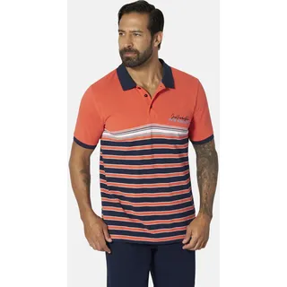 Poloshirt JAN VANDERSTORM "Poloshirt MARKUR", Herren, Gr. XL, orange (hellorange gestreift), Obermaterial: 100% Baumwolle CO., Shirts Poloshirt