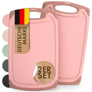 Blumtal Schneidebrett Kunststoff groß 40x24,5 cm 2er Set - Schneidebretter + Saftrillen & Griff - Cutting Board - Schneidbrett BPA frei - Schneidbretter & -Matten - Küchenbrett Rose