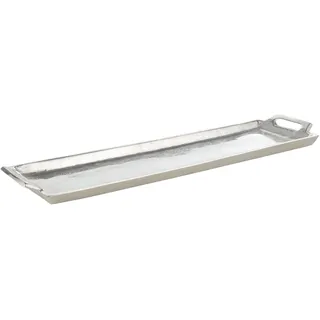 EGLO LIVING Dekotablett Savant, Tablett mit Griff zum Dekorieren | Deko Serviertablett rechteckig aus Metall in Nickel, Servierplatte 44 x 12,5 cm