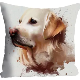 Queence Kissenbezug Golden Retriever 40 x 40 cm Bunt