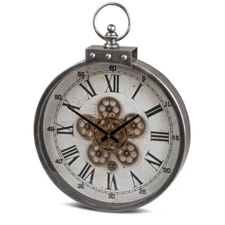 formano Moderne Wanduhr mit Beweglichen Zahnrädern 46cm Metall Clock Antikfinish - Bunt