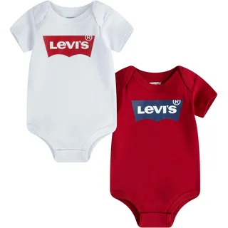 Levi's Levis Kids Batwing 2pk bodysuit Unisex Baby Weiß und Rot, 6-12 Monate