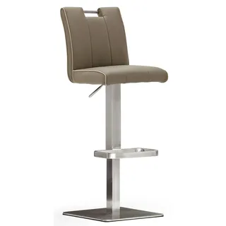 Bistrostuhl MCA FURNITURE "BARBECOOL Barhocker Bistrostuhl Tresenhocker", braun (cappuccino, edelstahl gebürstet), B:40cm H:89cm T:51cm, Leder, Stühle, Bistrostuhl, mit Rückenlehne, Bodenplatte eckig, 360 drehbar, Sitzhöhe von 55-80cm