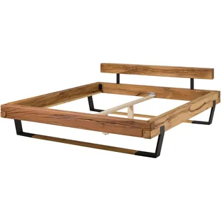 MASSIVMOEBEL24.DE Balkenbett 160x200 Wildeiche natur geölt OSLO #160