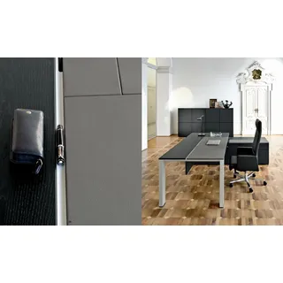 Konferenztisch Ecktisch Schubladen Ecktisch mit Regalen Computertisch Möbel Neu - Schwarz