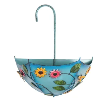 Regenschirmförmiger Übertopf, mit umgekehrtem Regenschirm-Stil, Drainage-Design, 36 x 30 x 14 cm, wandmontierter Blumentopf, Outdoor-Garten-Pflanzgefäß, Bauernhaus-Wanddekoration, für Terrasse, Balkon