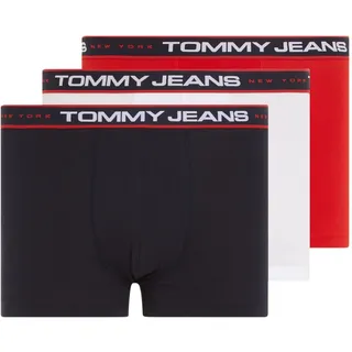 Tommy Jeans Herren 3er Pack Boxershorts Trunks Unterwäsche, Mehrfarbig (Deep Crimson/ White/ Desert Sky), XL