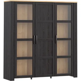 Forte Highboard Bohol 151,1 x 160,6 x 42 cm Riviera Eiche / Schwarz