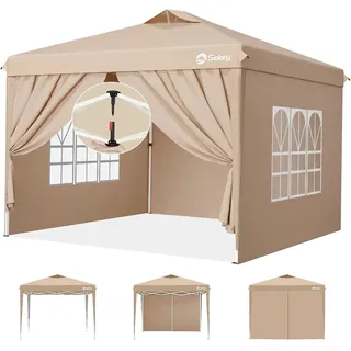 Sekey Faltpavillon 3 x 3 m inkl. 4 Seitenteile Beige