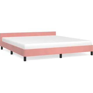 vidaXL Bettgestell mit Kopfteil ohne Matratze Rosa 160x200 cm Samt - Rosa