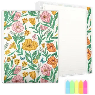 AIRDEA 120 Seiten 205 x 275 mm Liniert Diamond Painting Notizbuch, Collegeblock Notebook Diamond Painting Erwachsene, Ringbuch Notizbuch Spiralblock, Rosa Tulpe