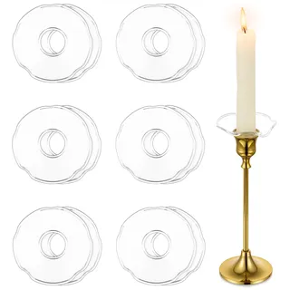 Hewory Gläser Kerzen Tropfenfänger für Stabkerzen 12er - Kerzenhalter Glas Tropfschutz für Spitz Tropfenfänger für Kerzen Glas Dekorative Kerzen Kommunion für Hochzeit Wohnzimmer, Klarer Muschelrand