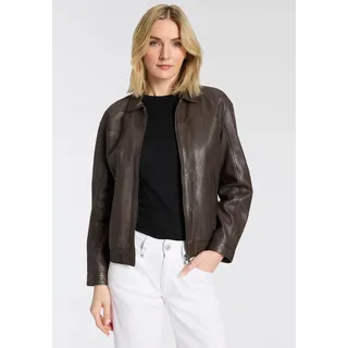 Mauritius Lederjacke "MWTylli OS OT" Bomberjacke mit Elastikbund, schwarz braun