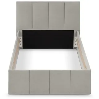 Halmon Schlafkomfort Betten Polsterbett Dalas Grau 140 x 200 x 40 cm Stauraum Ohne Matratze und Lattenrost , Hellgrau , Holz , 140x200 cm , Schlafzimmer, Betten, Polsterbetten