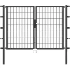 Alberts Zaundoppeltür, 200 cm Breite, in versch. Höhen, grau