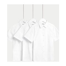Girls M&S Collection 3pk Girls' Longer Length Easy Iron School Shirts (4-18 Yrs) - White, White - 14-15-LNG