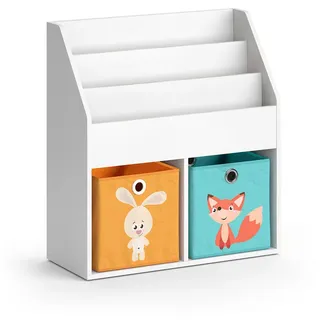 Vicco Kinderregal Luigi Weiß 72 x 79 cm mit 2 Faltboxen opt.1 , Holzwerkstoff , 5 Fächer , Rechteckig , 72x79x30.7 cm , Babymöbel & Kindermöbel, Babyzimmer, Babyregale & Kinderregale