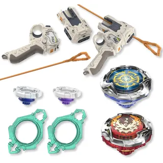 INFINITY NADO S7 Kreisel 2PCS mit 2 modularer kreiselwerfer, Metallkreisel Typ Verteidigung/Ausdauer Rechts/Linksdrehung, Spielzeug für Jungen Mädchen ab 5 Jahren, Blau & Rot