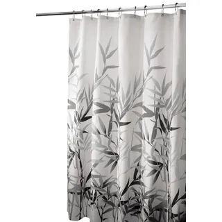 iDesign Anzu Duschvorhang | waschbarer Duschvorhang in 183,0 cm x 183,0 cm | mit floralem Duschvorhang Motiv | Polyester grau