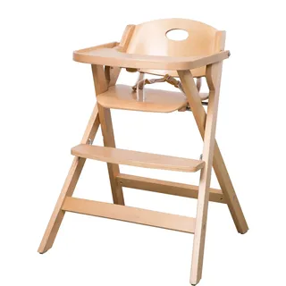 roba Klapphochstuhl, Hochstuhl platzsparend klappbar, Baby- - Kinderhochstuhl Holz natur, - Naturbelassen