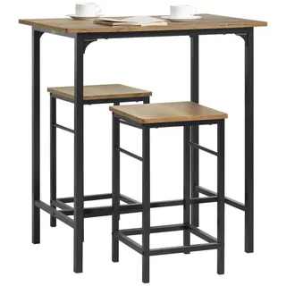 SoBuy Bartisch Set 3-teilig Bistrotisch mit 2 Stühlen platzsparendes Küchentisch Set für Esszimmer Barmöbel, Barschränke -