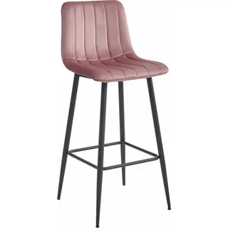 POZZA Barhocker Hocker - dunkelrosa Samt / schwarze Beine - Rosa