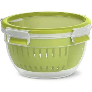 Emsa Clip & Go Früchtebox, 1,1 L, inklusive Siebeinsatz für länger anhaltende Frische, 100 Prozent dicht, mit Frischedichtung, Transparent, Hellgrün, Made in Germany, N10722