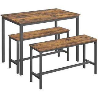 VASAGLE Sitzgruppe, schwarz Holz, Metall, 3-teilig