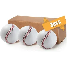 LeapBeast Professionelle Baseballs 9 Inch, 3pieces Handgenäht Baseballs, Hart Holz/Weiche Gummikern Basebälle für Erwachsene, Jugendtraining, Professionelle Baseballspiele (Weicher Ball)