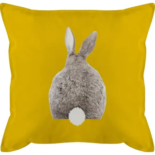 Shirtracer Kissen 50x50 - Ostern Hase I Hasen Oster Hasenmotiv I Osterhase - 50 x 50 cm - Gelb - osterkissen mit osterhasen Ostern￼ kissenbezüge häschen Kaninchen Rabbit Hasen-Hintern hasi Motiv