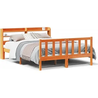 vidaXL Bettgestell mit Kopfteil ohne Matratze Wachsbraun 160x200 cm - Braun