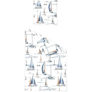 BIERBAUM Bettwäsche »4102« 2 Stk. tlg. Seersucker, 100 % Baumwolle, pflegeleicht, bügelfrei blau B/L: x cm