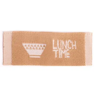 Etiketten Baumwolle Lunch Time 32 x 15 mm. 5 Stück.