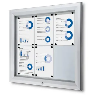 Showdown® Displays Schaukasten T silber 6x DIN A4