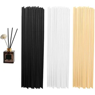 Raumduft Duftstäbchen Nachfüllpack, 210 Stück Duftstäbchen Schwarz Weiß Naturfarben 20 cm x 3 mm Rattanstäbchen für Raumduft Stäbchen Nachfüller, Lange Diffuser Stäbchen für Aroma Ätherische Öle
