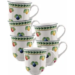 Becher VILLEROY & BOCH "Henkelbecher French Garden Fleurence 250 ml 6er Set bunt", bunt, 6 tlg., Porzellan, Trinkgefäße, Becher