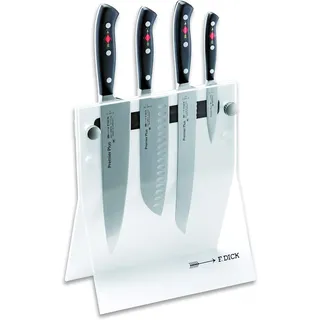 F.Dick F. DICK Premier Plus Messerblock 4Knives (4-teilig, Officemesser Santoku Küchenmesser Brotmesser, Messer-Set, aus hochlegiertem Stahl, Klinge lasergeprüft, X50CrMoV15, Griff Kunststoff), 88040110-05