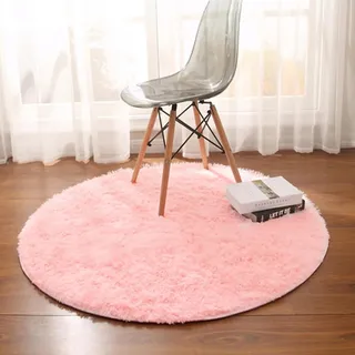 HARESLE Teppich Flauschig,Rosa Teppich Wohnzimmer,Waschbar Kleiner Teppiche Bettvorleger Schlafzimmer,Hochflor Teppiche Kinderzimmer,rutschfest Tepich Weich für Büro (Rosa,60cm/24 Zoll)