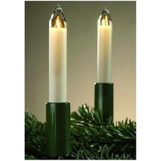 Bild Hellum, Lichterkette Schaftkerze 15 Kerzen klar für innen Schaft/Kabel grün 12,8m elfenbein (0.42 m)