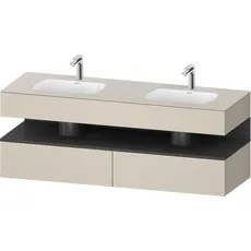 Duravit Qatego Einbauwaschtisch mit Konsolenwaschtischunterbau, 1600x550x600mm, Nische Graphit Matt, Doppelwaschtisch, QA4797049, Farbe: Taupe Supermatt/mit Nischenbeleuchtung